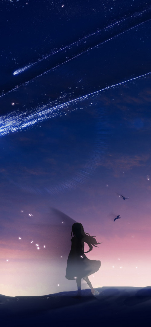 anime night sky scenery comet hd phone wallpaper 1242x2688 - ZippyImage